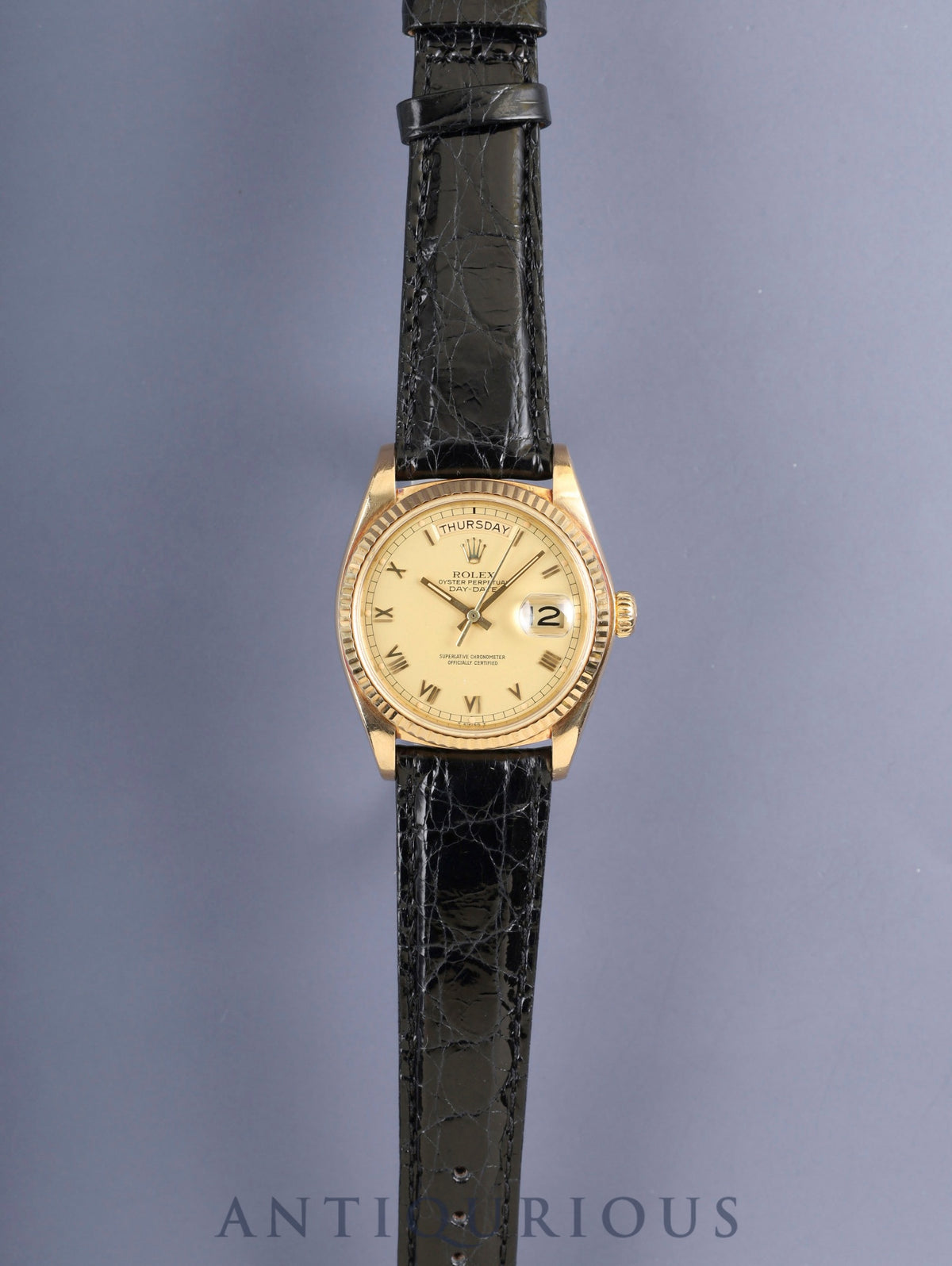 Rolex Day-Date 18038 Automatic Cal.3055 750YG Leather Original Pin Buckle (GP) Champagne Dial 62-series (1979) Overhauled