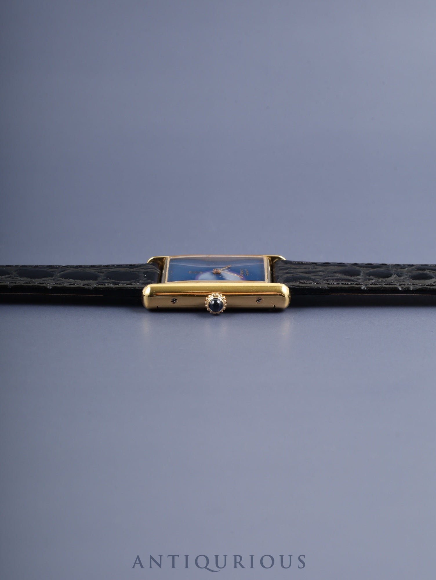 カルティエ マストタンク LM 手巻き Cal.78-1 SV925 革 純正尾錠（GP） ラピスラズリ文字盤（SWISS表記） オーバーホール済み 新品仕上げ済み