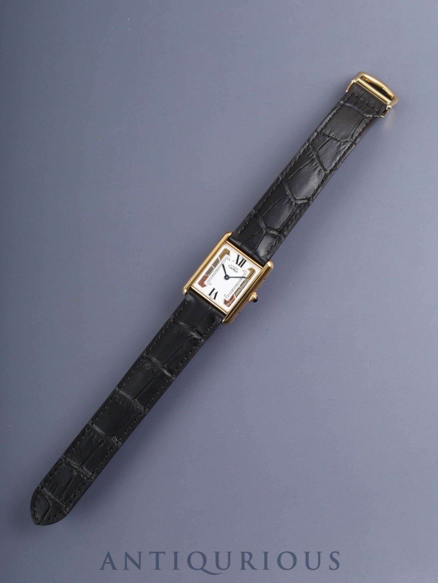 カルティエ マストタンク LM 590005 クォーツ Cal.690 SV925 革 純正Dバックル（GP）サイドトリニティ文字盤（SWISS表記）箱 冊子 保証書（1994年）オーバーホール済み