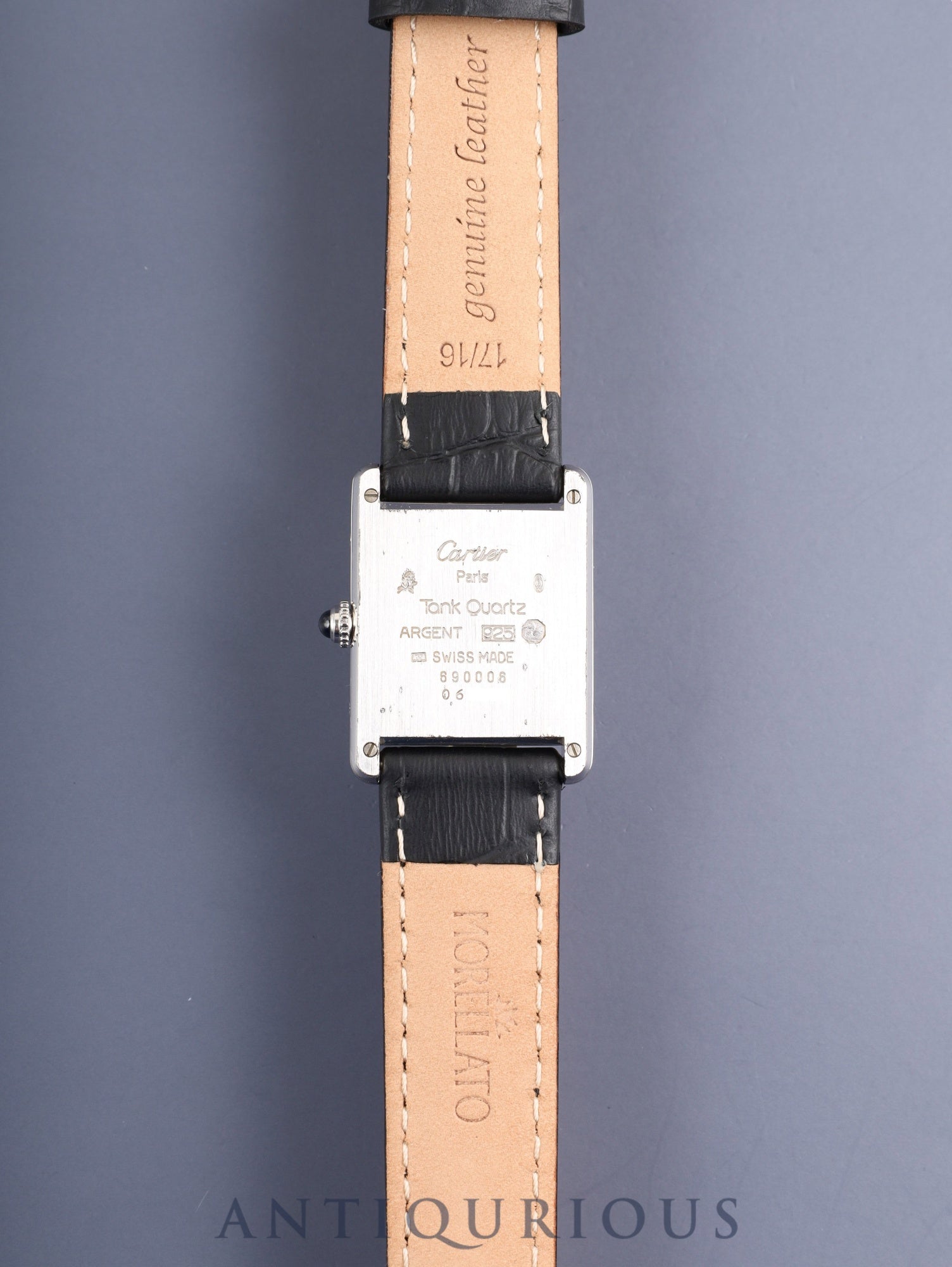 Cartier Must Tank LM 690006 Quartz Caliber 90 SV925 Leather Strap with Genuine Stainless Steel Buckle, White Roman Dial (SWISS Marking), Overhauled