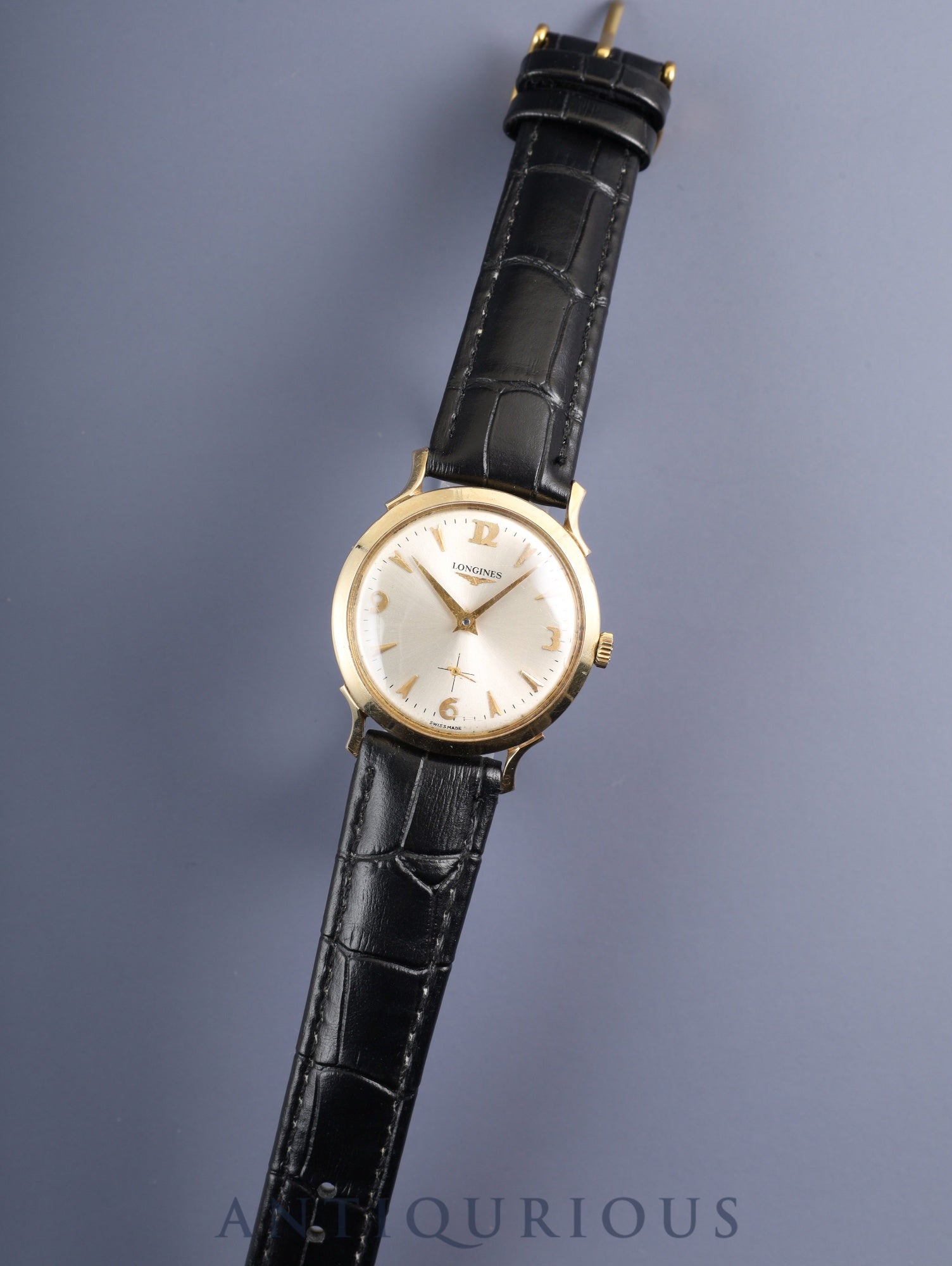 ロンジン ラウンドスモールセコンド 2033P 手巻き Cal.23Z K14YG 革 社外尾錠（GP） シルバー×ゴールド文字盤 オーバーホール済み