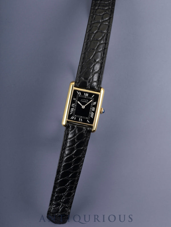 カルティエ マストタンク LM 手巻き Cal.78-1 SV925 純正革ベルト 純正Dバックル（GP）ブラックローマン文字盤（SWISS表記）1976年頃～1981年頃 オーバーホール済み 新品仕上げ済み