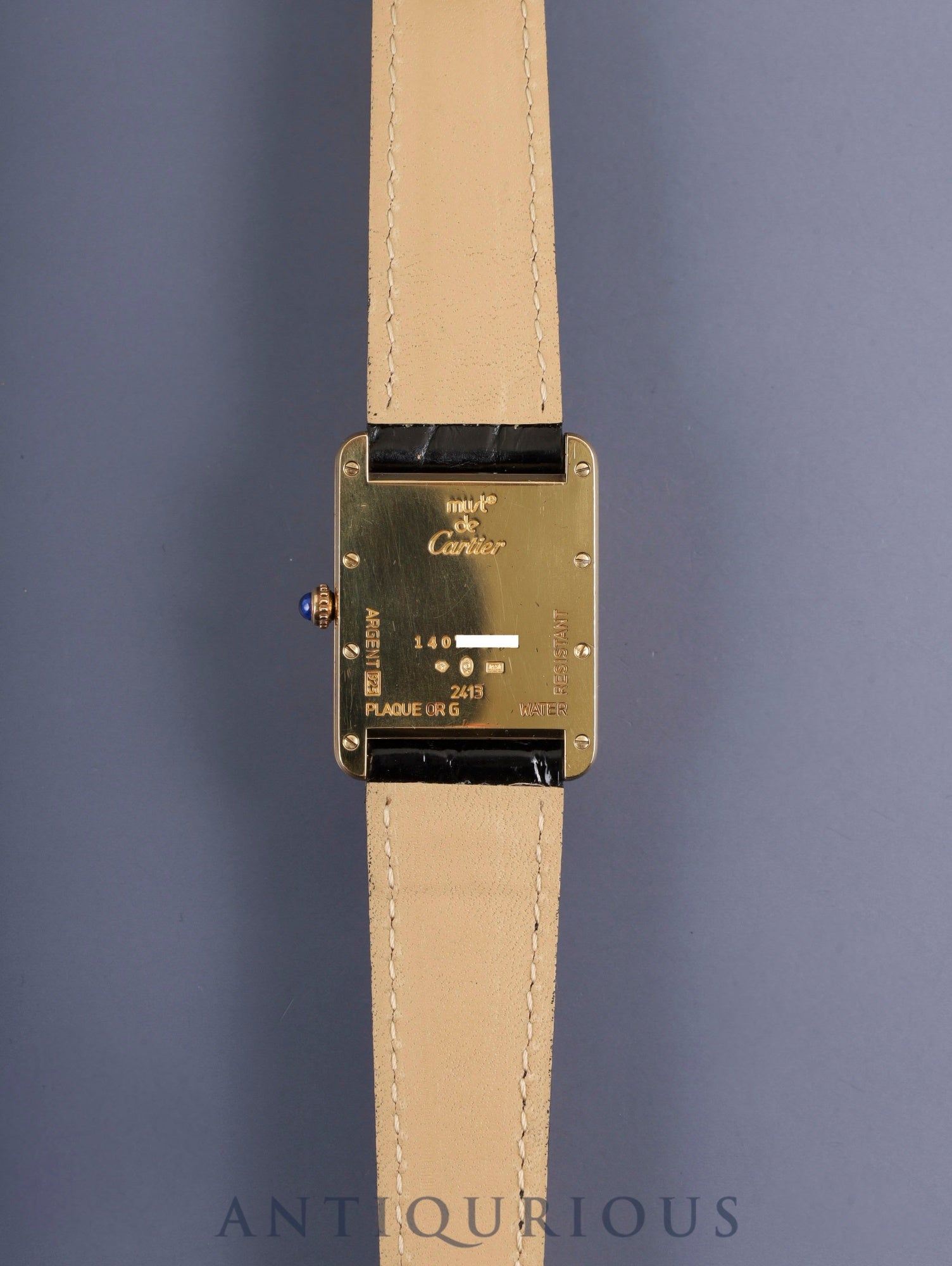 カルティエ マストタンク GM（XL） W1017454 / 2413 クォーツ Cal.687 SV925 革 純正Dバックル（GP） アイボリーローマン文字盤 箱 冊子 保証書 （2004年）オーバーホー済み