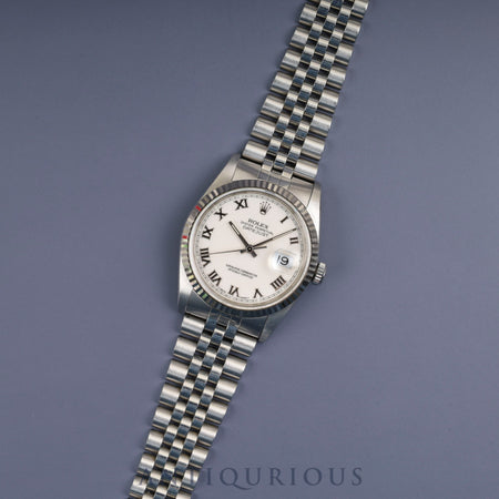 ロレックス デイトジャスト 36 16234 自動巻き Cal.3135 SS/WG SS ホワイト文字盤 X番（1991年）オーバーホール済み