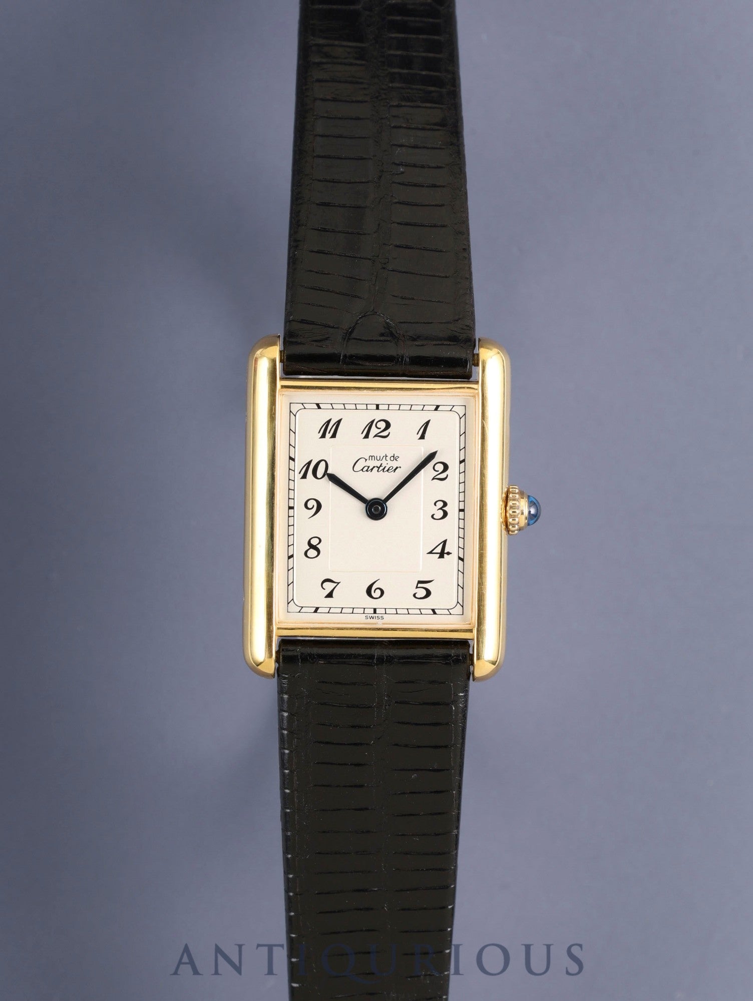 Cartier Must Tank LM 590005 Quartz Cal.90 SV925 Leather Original Pin Buckle (GP) Arabic Dial (SWISS marking) Overhauled Polished