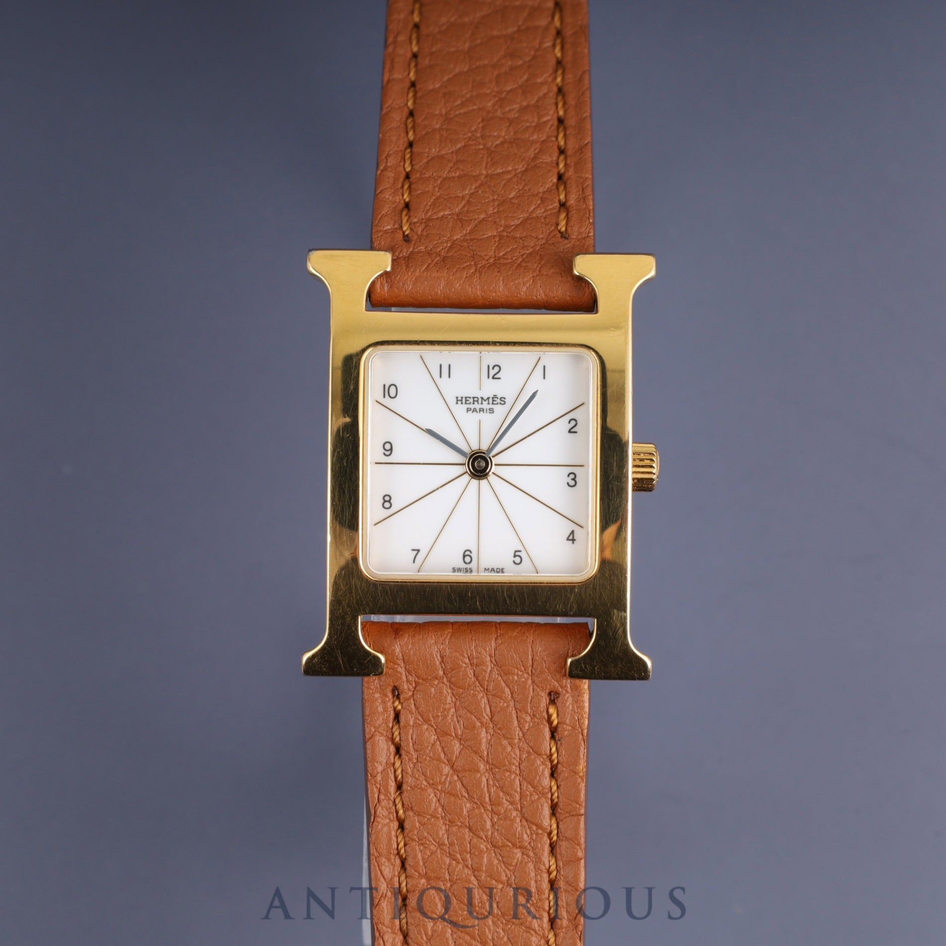 Hermes H Watch HH1.201.130 Quartz Cal.901.001 SS Leather Genuine Buckle (SS) White Dial Box Warranty (2004) Overhauled