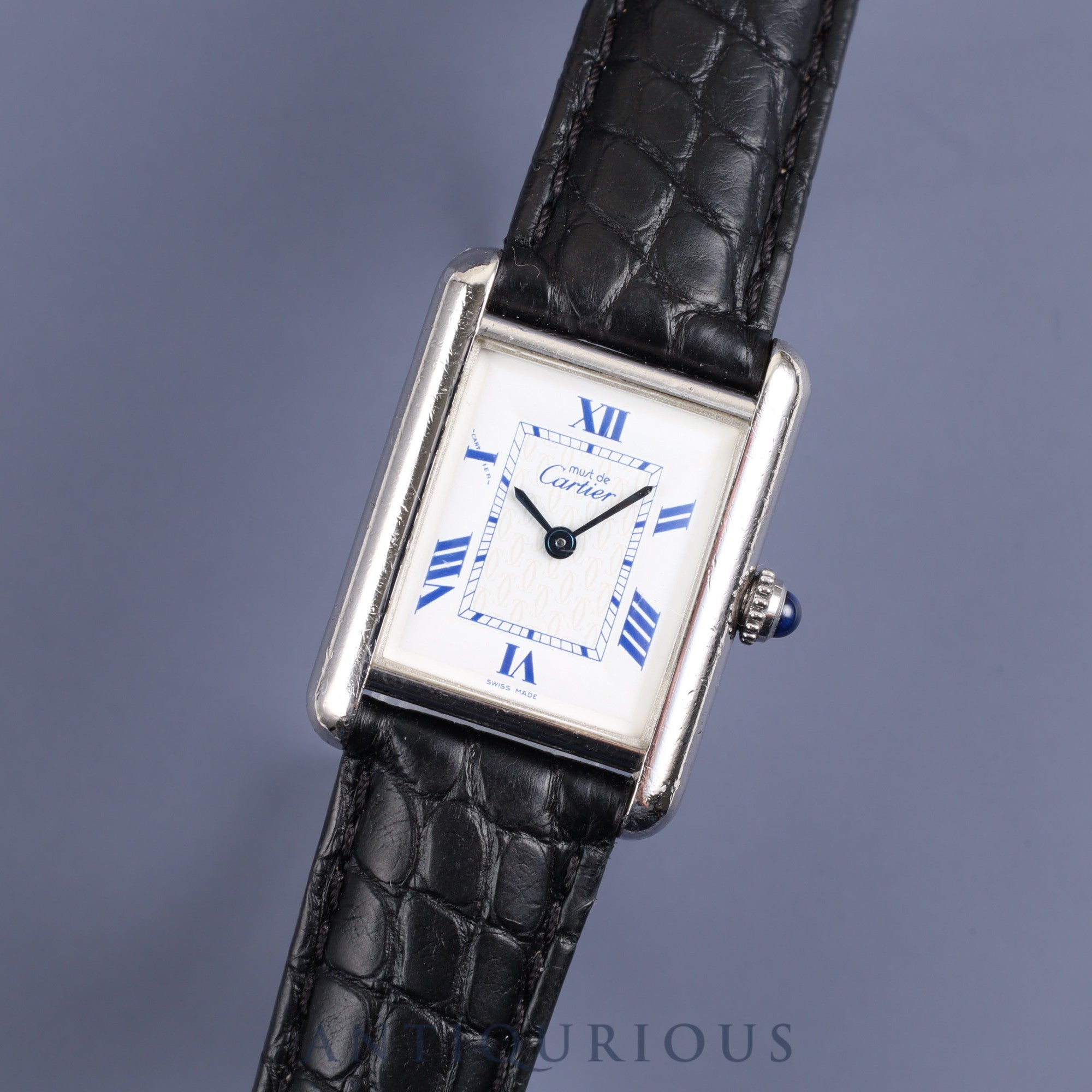 Cartier Must Tank MM W1014054 / 2416 Quartz Cal.057 SV925 Leather Genuine D-buckle (SS) Roman dial 1990-2004 Overhauled