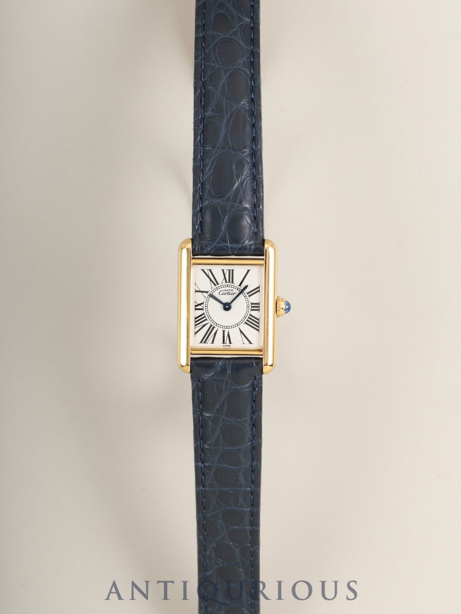 Cartier Must Tank SM 5057001 Quartz Cal.057 SV925 Leather Genuine Deployant Buckle (GP) Opaline Dial (SWISS marking) Warranty (1995) Overhauled