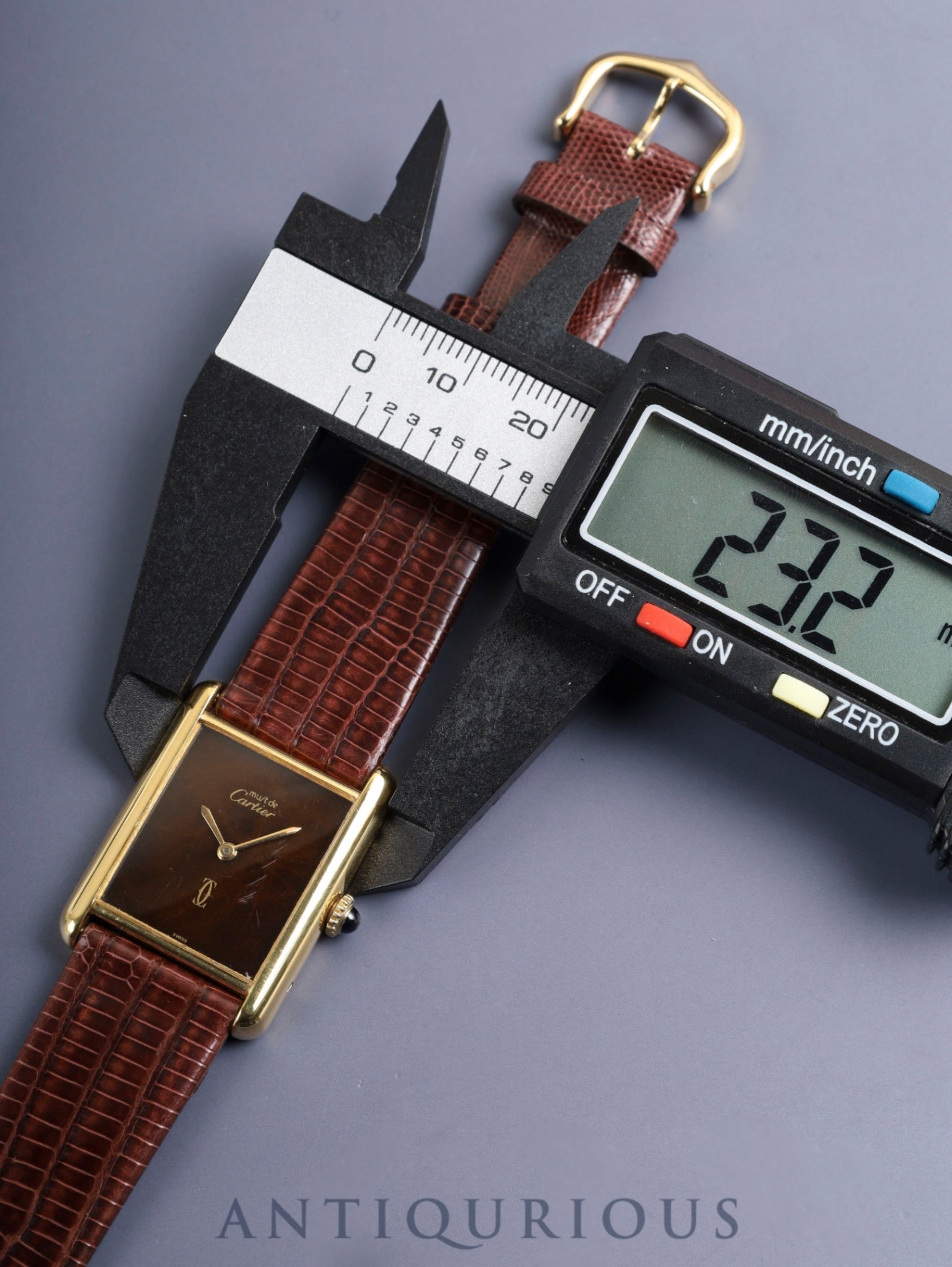 カルティエ マストタンク LM 手巻き Cal.78-1 SV925 革 純正ピンバックル（GP）マホガニー文字盤（SWISS表記）オーバーホール済み 新品仕上げ済み