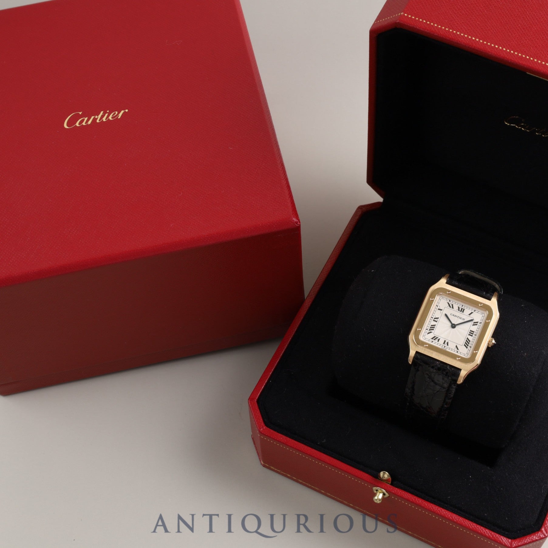 CARTIER SANTOS DUMONT LM EXTRASLIM W1505453 Manual winding Cal.21MC 750YG Leather Genuine buckle (750) Guilloché Ivory dial Box