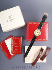 Cartier Must Vendome VLC LM 590003 Quartz Cal.90 SV925 Leather Original Pin Buckle (GP) Ivory Roman Dial (SWISS marking) Box Manual Warranty (1994) Overhauled