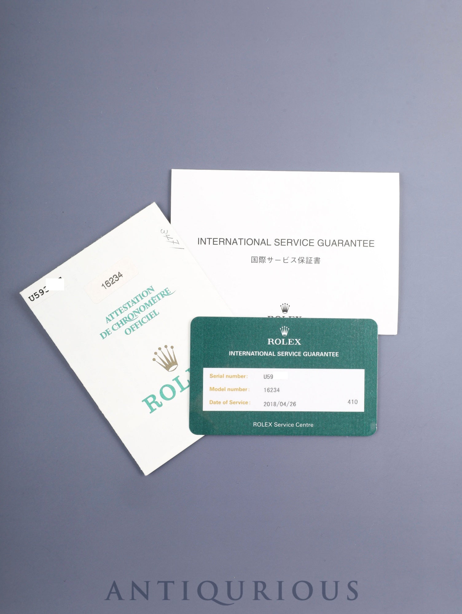 ロレックス デイトジャスト 16234 自動巻き Cal.3135 SS/WG SS ブラック文字盤 U番（1997） 保証書（1999年） 国際サービス保証書（2018年）オーバーホール済み