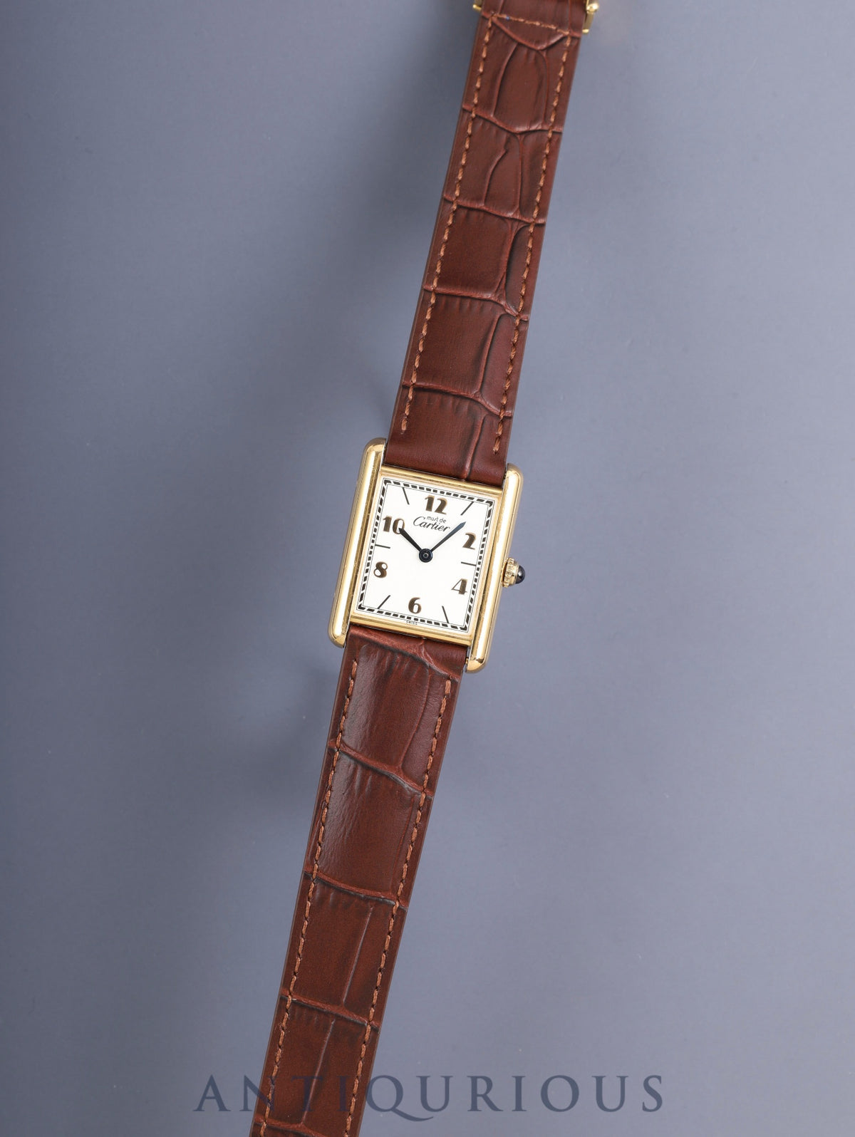 Cartier Must Tank LM 590005 Quartz Cal.690 SV925 Leather Genuine D-Buckle (GP) Exploding Arabic CC Dial (SWISS marking) Overhauled