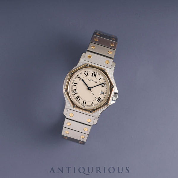 Cartier Santos Octagon LM 187902 Quartz Cal.87 Stainless Steel/Yellow Gold Ivory Roman Dial Box Booklet Tag Warranty (1992) Overhauled