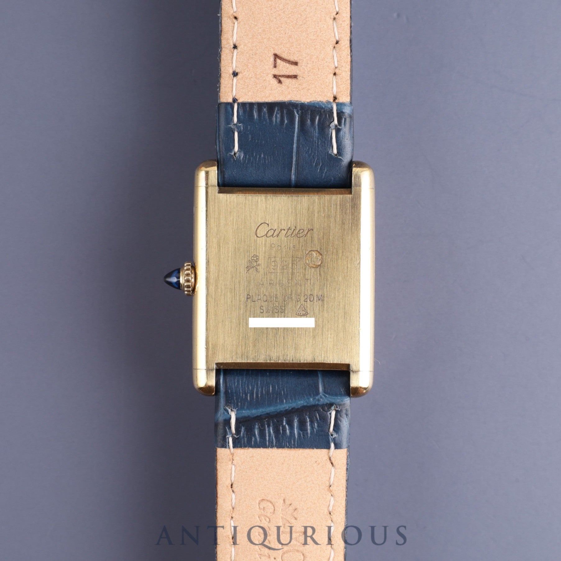 Cartier Must Tank LM Manual winding Cal.78-1 SV925 Leather Genuine buckle (GP) Lapis lazuli dial Overhauled