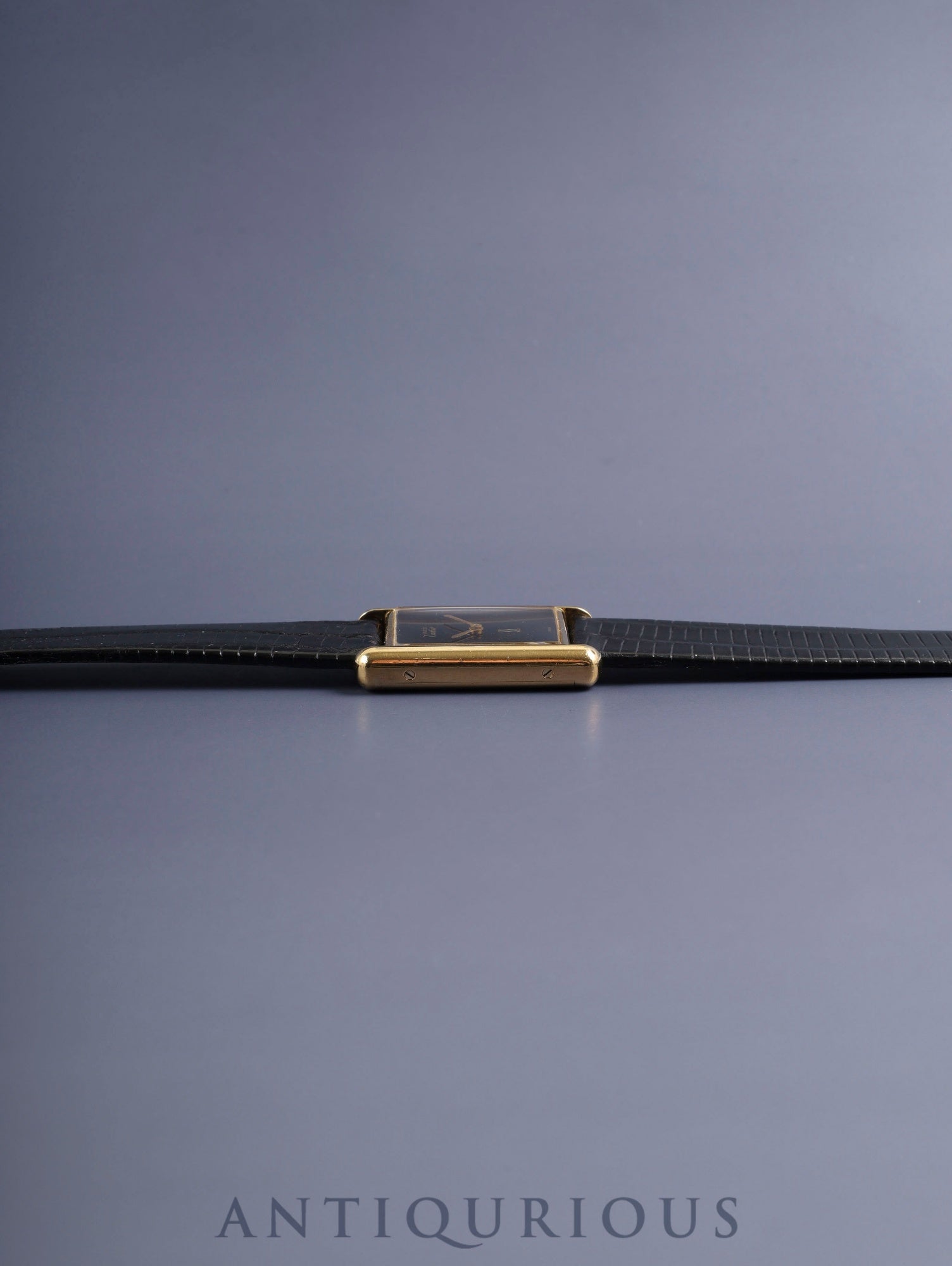 カルティエ マストタンク LM 手巻き Cal.78-1 SV925 革 純正ピンバックル（GP）オニキス文字盤（SWISS表記） オーバーホール済み