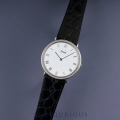 Piaget Round 90231 Manual winding Cal.9P2 750 Leather Genuine buckle (750) White Roman dial Overhauled