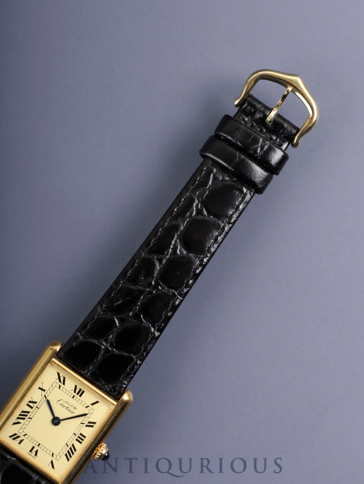 カルティエ マストタンク LM 590005 クォーツ Cal.90 SV925 革 純正ピンバックル（GP）アイボリーローマン文字盤（SWISS表記）オーバーホール済み 新品仕上げ済み