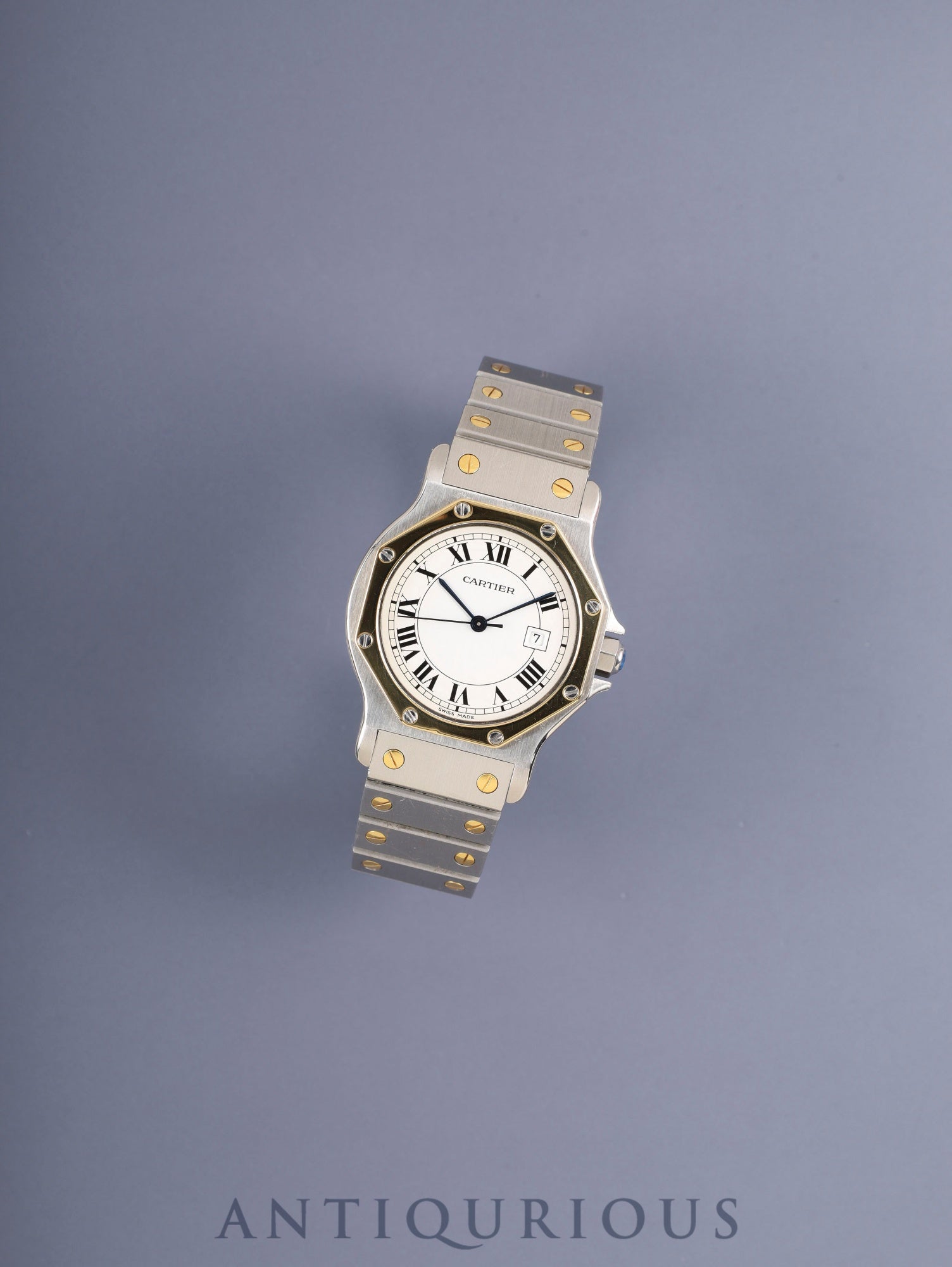 Cartier Santos Octagon LM 81037288 / 2966 Automatic SS/YG SS/YG White Roman Dial (SWISS MADE) Booklet International Lifetime Guarantee (1981) Complete Service (Full Maintenance) completed at Cartier Boutique on 2023/11/17