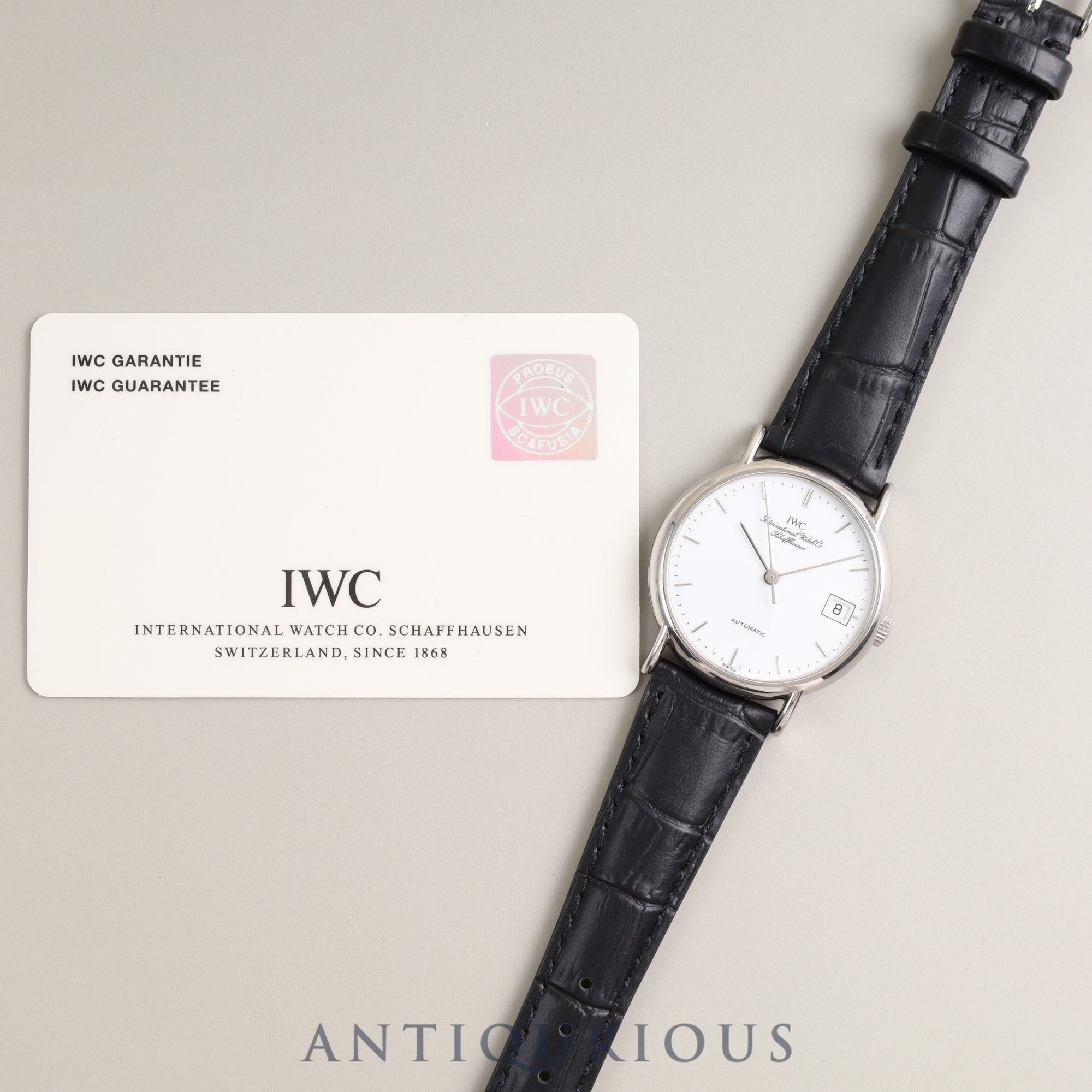 IWC PORTOFINO IW351318 Automatic SS Leather White Dial Warranty Card