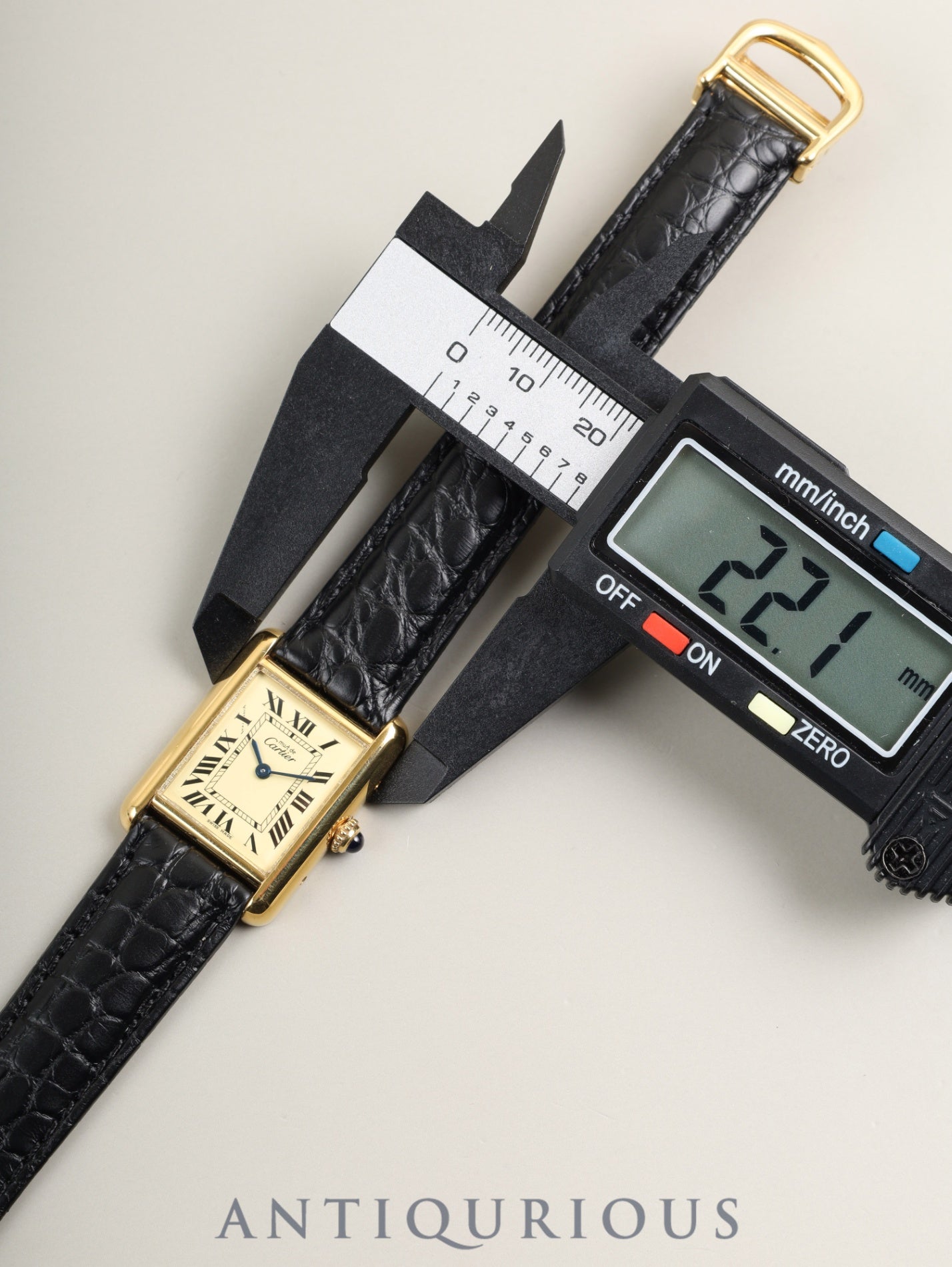 Cartier Must Tank MM 2415 Quartz Caliber 057 SV925 Leather Watch with Genuine D-buckle (GP) Ivory Roman Dial (SWISS MADE Marking) Circa 1990-2004 Box Warranty Card Overhauled