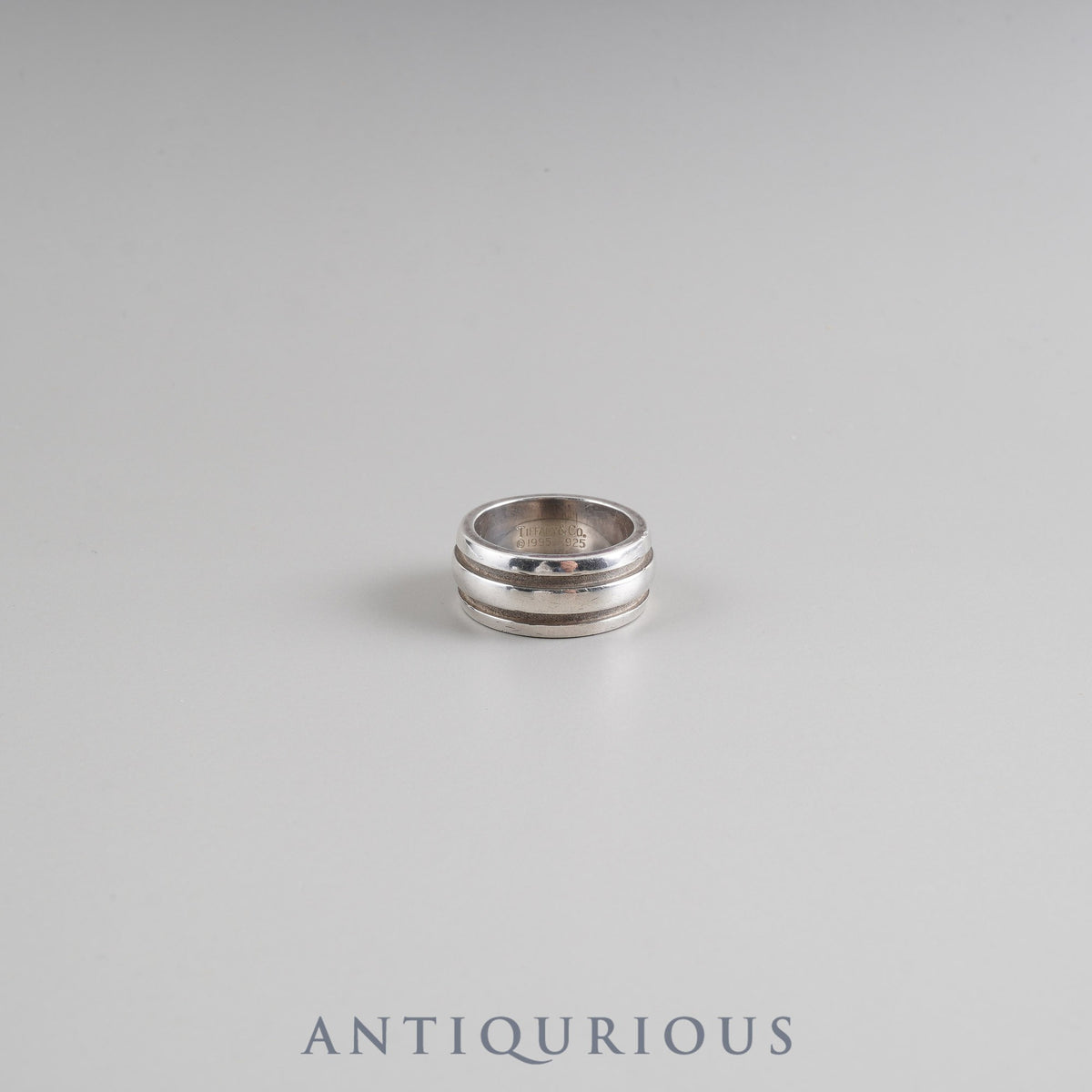 Tiffany &amp; Co. ring, grooved, double line, sterling silver, size 11, engraved in 1995
