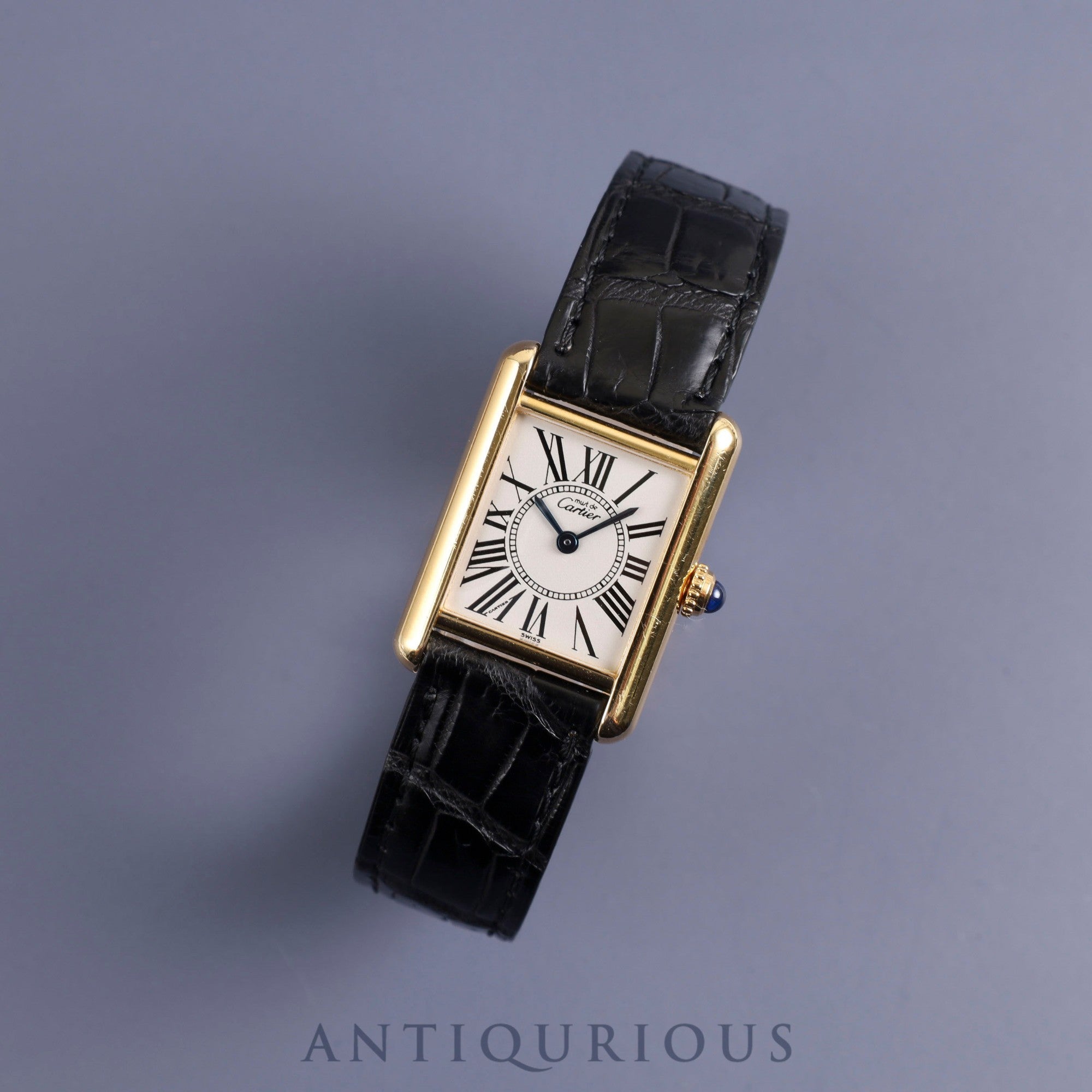 Cartier Must Tank SM W1005554 / 5057001 Quartz SV925 Leather Genuine D-buckle (GP) Opalan dial Warranty (1997) Complete service (full maintenance) completed at Cartier boutique