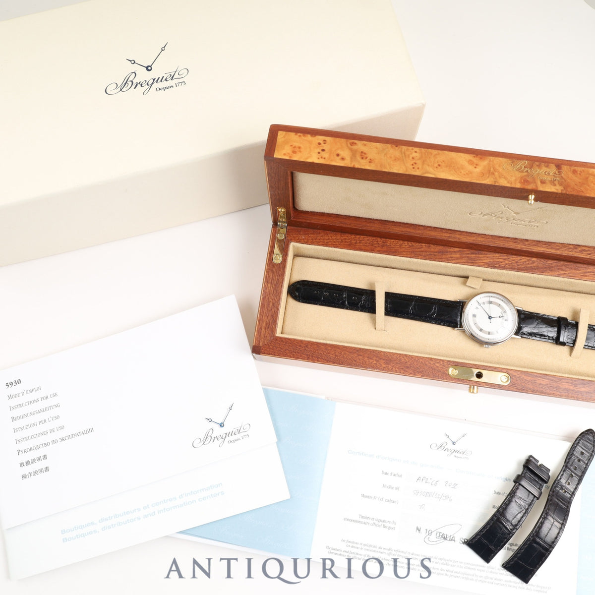 Breguet Classic Twin Barrel 5930BB /12/986 Automatic Caliber 517/1 750WG Leather Strap with Genuine Pin Buckle (750WG) Silver Roman Dial Box, Booklet, Warranty Card (2012) Overhauled