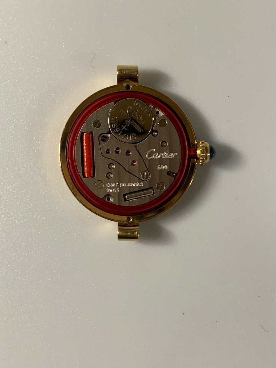 Cartier Must Vendôme VLC SM W1002154 / 590004 Quartz Caliber 690 SV925 Leather Strap with Genuine D-buckle (GP) Arabic Dial Box Overhauled