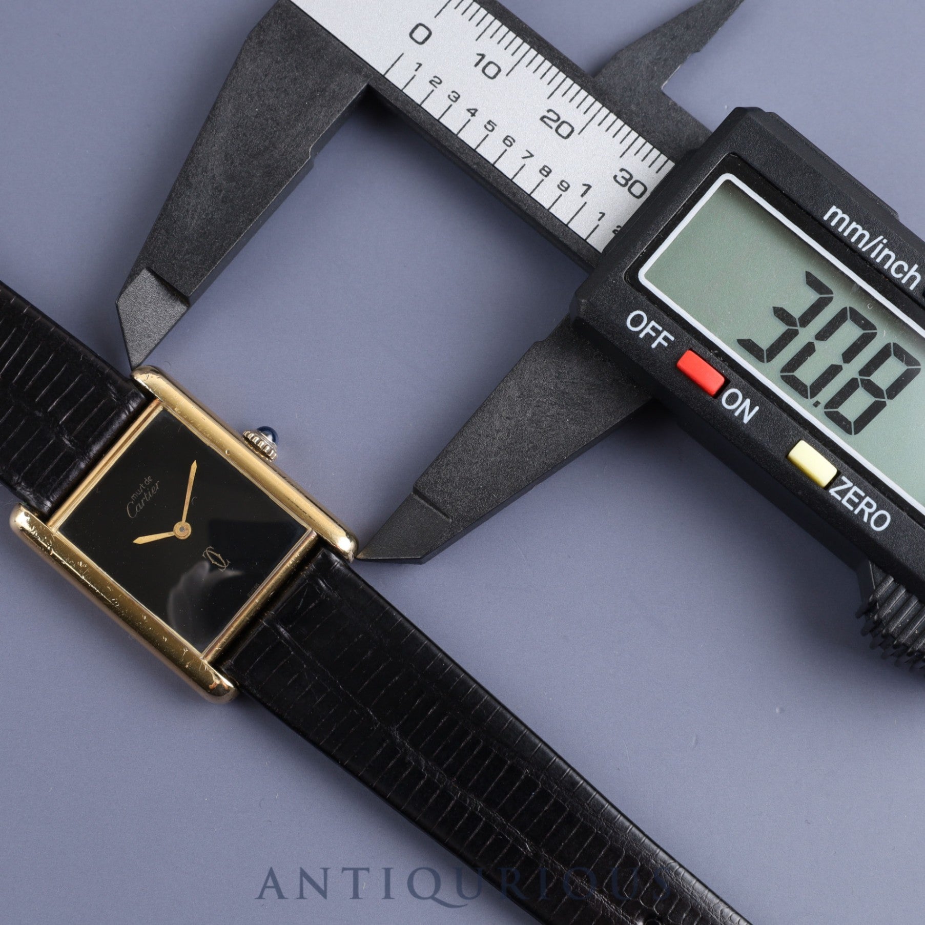 Cartier Must Tank LM Manual winding Cal.78-1 SV925 Leather Genuine buckle (GP) Onyx dial Overhauled