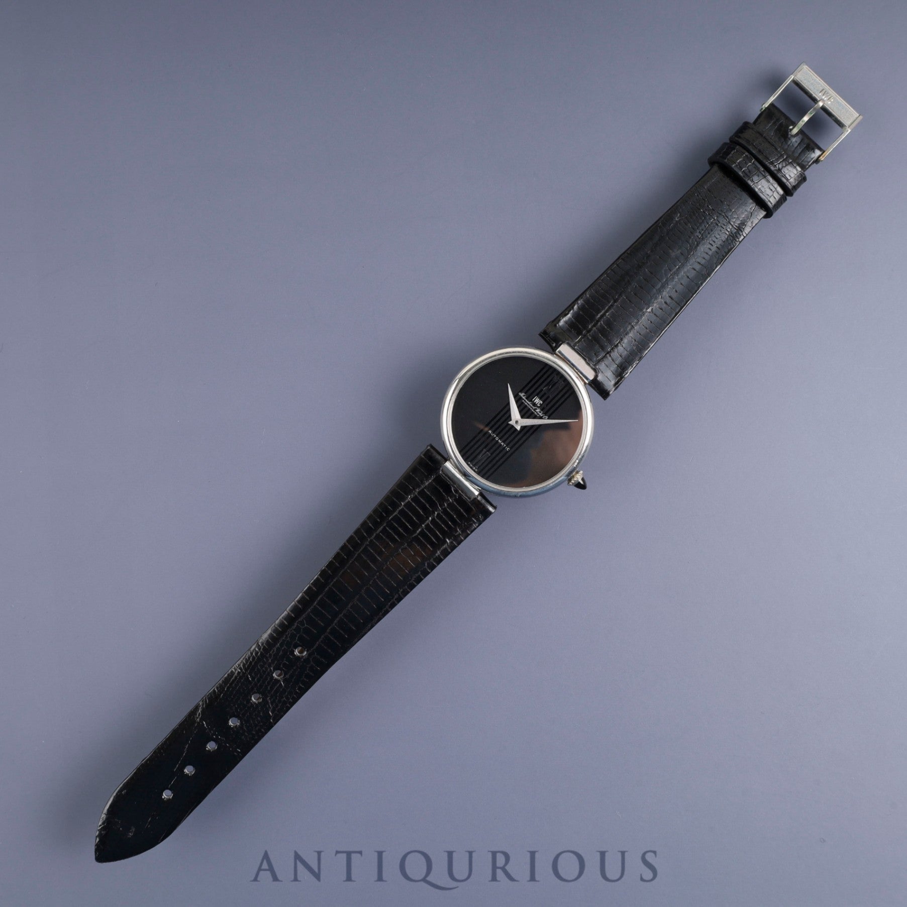 IWC ラウンド 3203 自動巻き Cal.3251 SS 革 純正尾錠（SS）ブラック文字盤 箱 冊子 ケース 保証書（1979年）オーバーホール済み アイダブリュシー