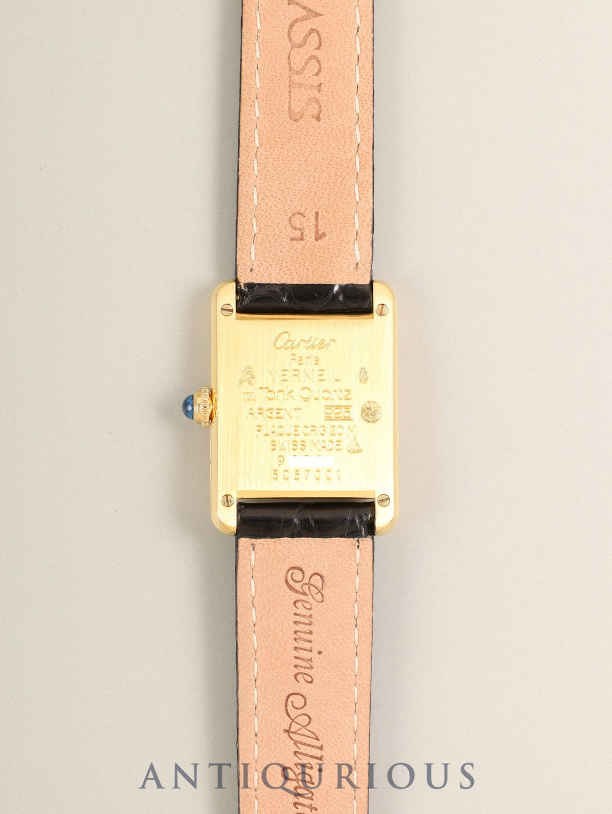 カルティエ マストタンク SM 5057001 クォーツ SV925 革 純正Dバックル（GP）センターグレー飛びローマン文字盤（SWISS表記） オーバーホール済み 新品仕上げ済み