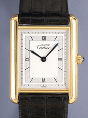 Cartier Must Tank LM 6 81006 Quartz Cal.81 SV925, leather strap, original pin buckle (GP), silver Roman numeral dial (SWISS signed), overhauled, polished.