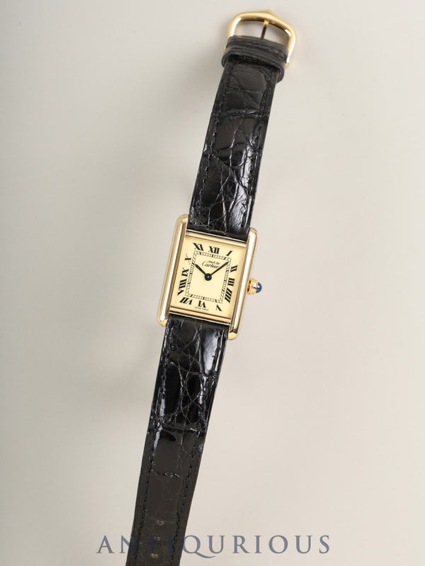Cartier Must Tank SM 1613 Quartz Caliber - SV925 with genuine leather strap and genuine GP buckle. Ivory Roman dial (SWISS MADE inscription). Circa 1996-1998. Completely serviced at a Cartier boutique.