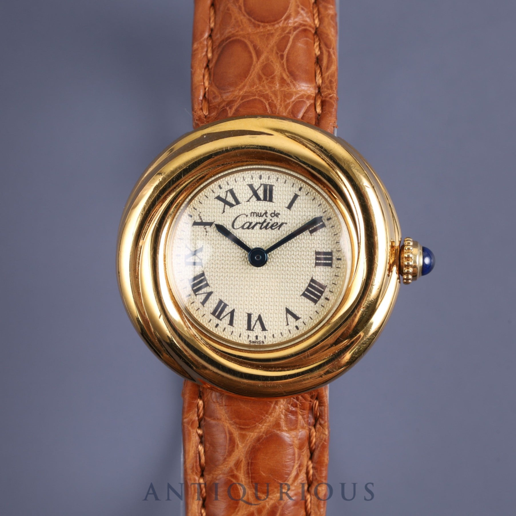 Cartier Must Trinity W1016430 / 2735 Quartz Cal.157 SV925 Leather Genuine D-buckle (GP) Gold dial 1995-2004 Overhauled