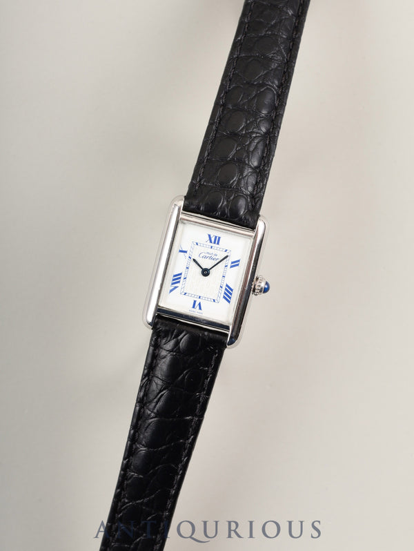 Cartier Must Tank MM W1014054 / 2416 Quartz Caliber 057 SV925 Leather Strap with Genuine D-Buckle (Stainless Steel) White Roman CC Dial Circa 1999-2003 Overhauled
