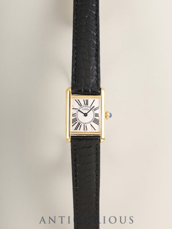 カルティエ マストタンク SM 5057001 クォーツ Cal.057 SV925 革 純正Dバックル（GP） オパラン文字盤（SWISS表記）オーバーホール済み 新品仕上げ済み