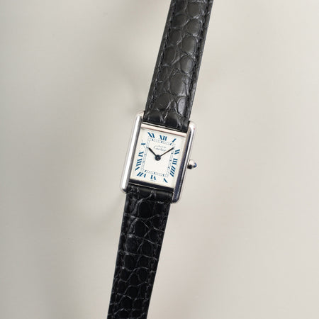 カルティエ マストタンク SM 666001 クォーツ SV925 純正Dバックル（SS）ホワイトローマン文字盤（SWISS表記）  オーバーホール済み