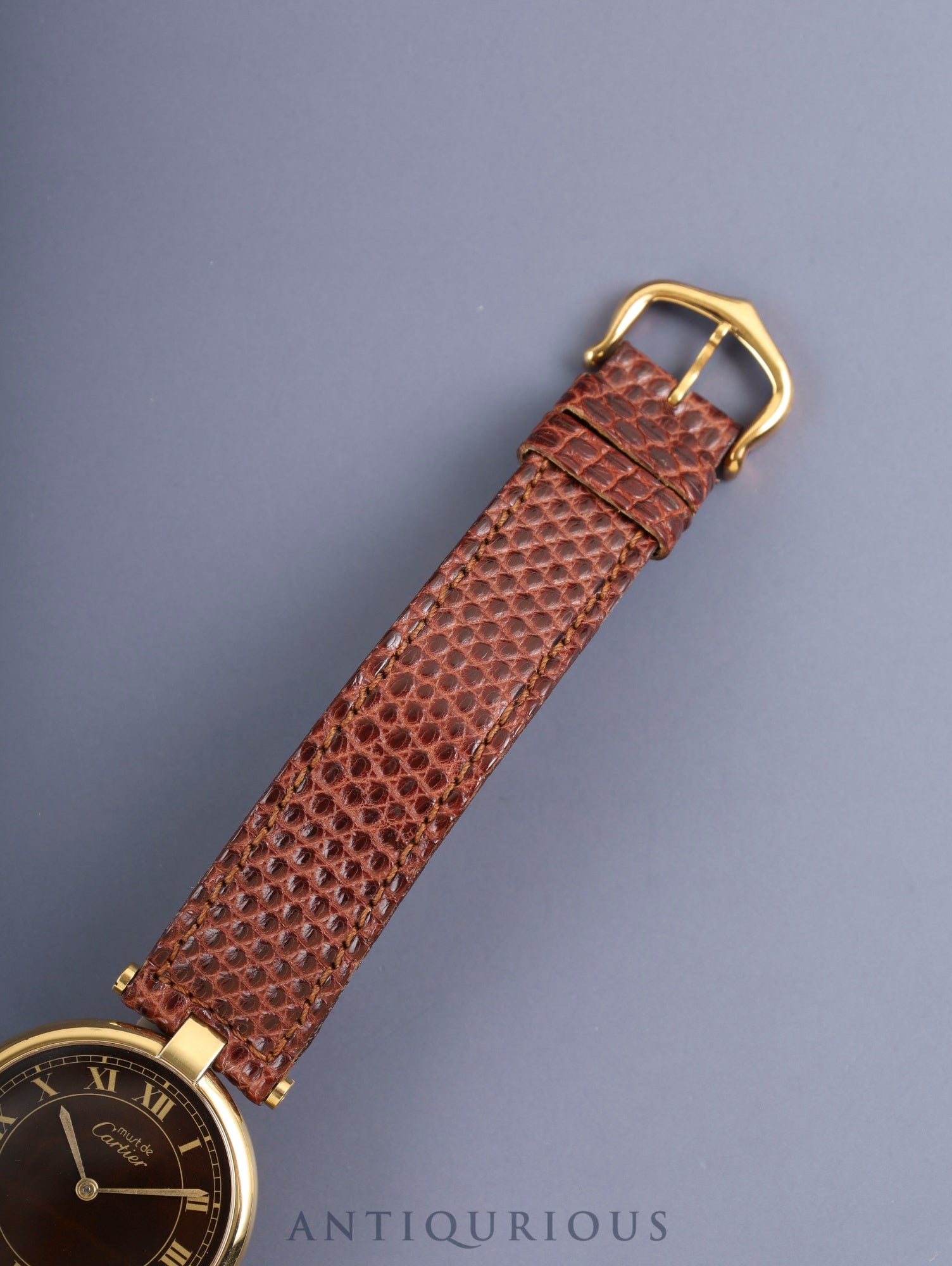 カルティエ マスト ヴァンドーム VLC LM 17 クォーツ Cal.81 SV925 純正革ベルト 純正尾錠（GP） ブラウンローマン文字盤 箱 保証書（1988年）オーバーホール済み