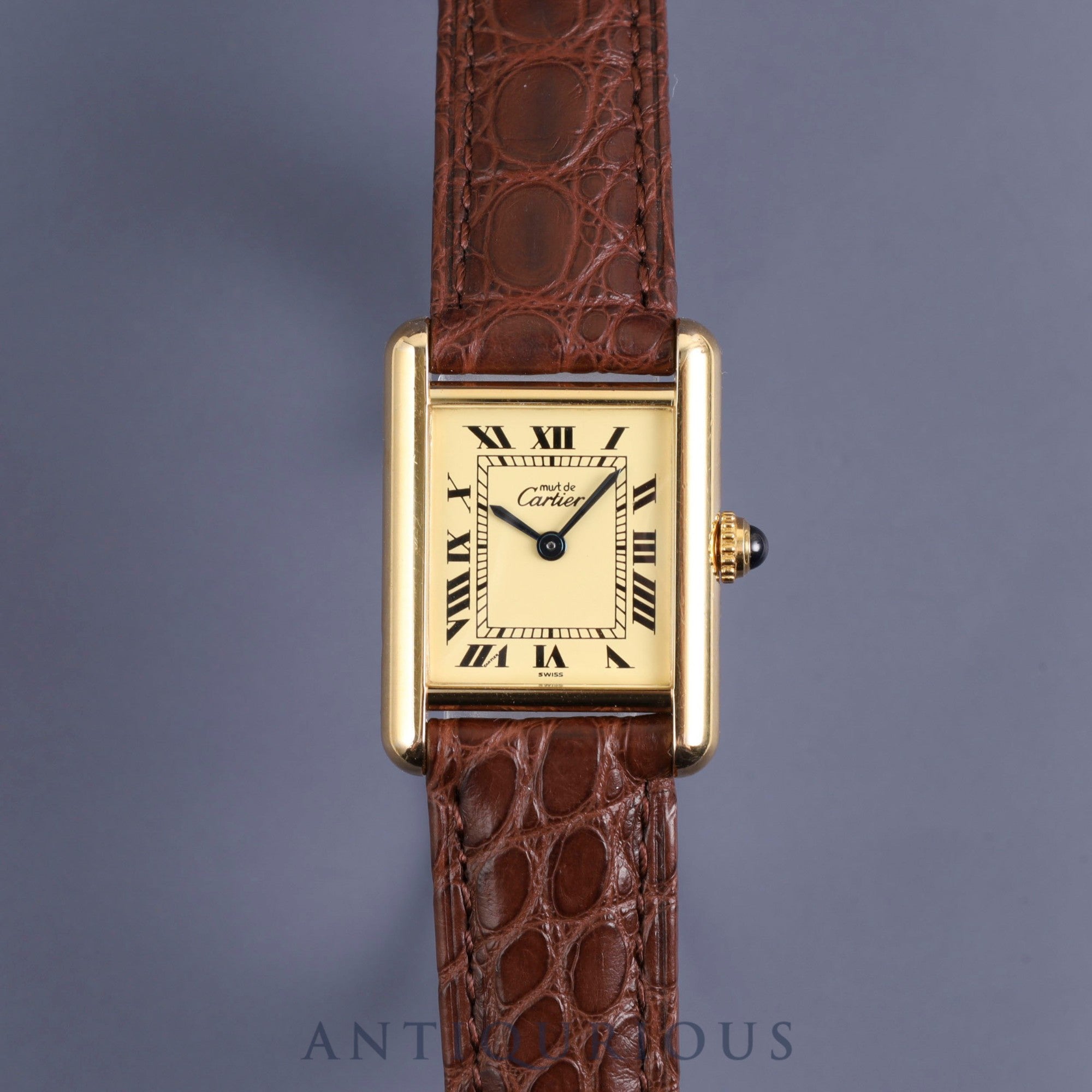 Cartier Must Tank SM W1003153/1613 Quartz SV925 Leather Genuine buckle (GP) Ivory Roman dial Warranty (1996) Box Complete service (full maintenance) completed at Cartier boutique