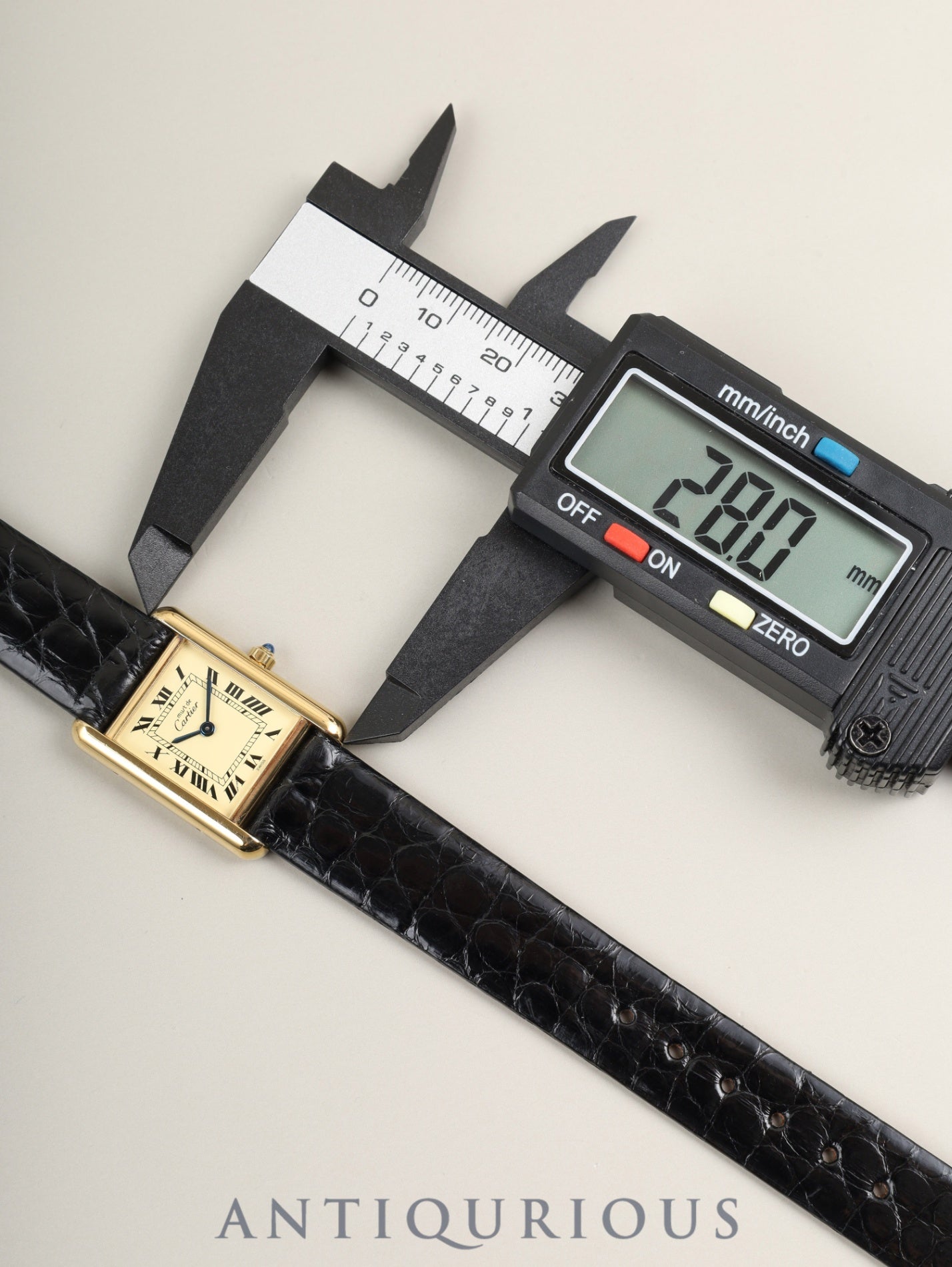 カルティエ マストタンク SM 3 66001 クォーツ SV925 革 純正ピンバックル（GP）アイボリーローマン文字盤（SWISS表記） 箱 保証書（1988年） 済オーバーホール済み