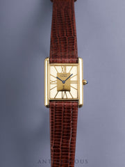 カルティエ マストタンク LM 6 81006 クォーツ SV925 革 純正尾錠（GP） クロワゾネ文字盤（SWISS表記）カルティエブティックにてコンプリートサービス済み