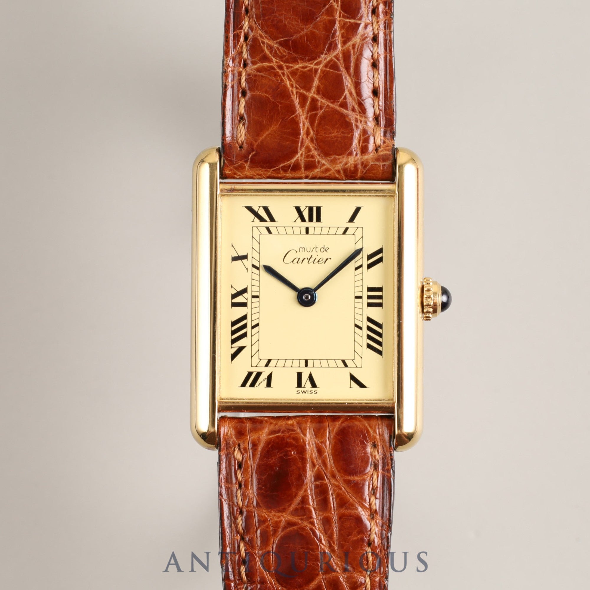 Cartier Must Tank LM 590005 Quartz Cal.90 SV925 Genuine leather strap Genuine buckle (GP) Ivory Roman dial Box Warranty Overhauled