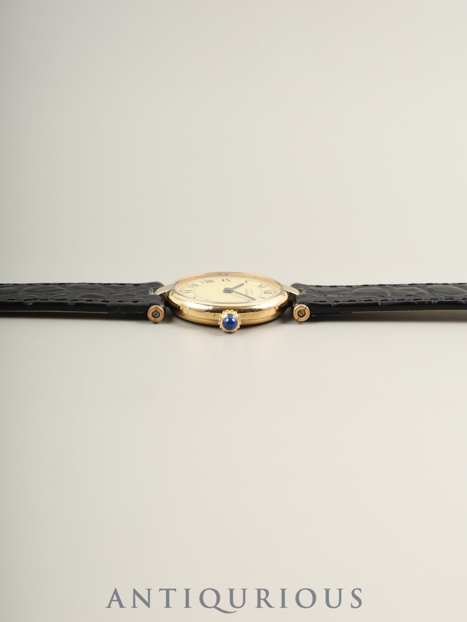 カルティエ マスト ヴァンドーム VLC SM 590004 クォーツ Cal.690 SV925 革 純正尾錠（GP）アイボリーローマン文字盤 オーバーホール済み