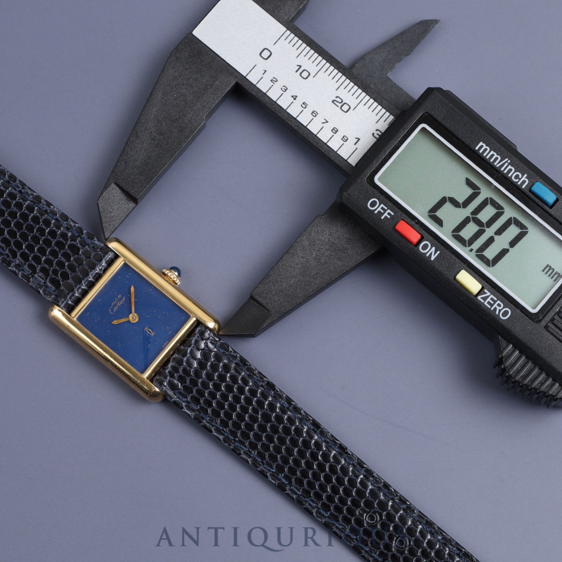 Cartier Must Tank SM Manual winding Cal.78-1 SV925 Leather Genuine buckle (GP) Lapis lazuli dial Overhauled