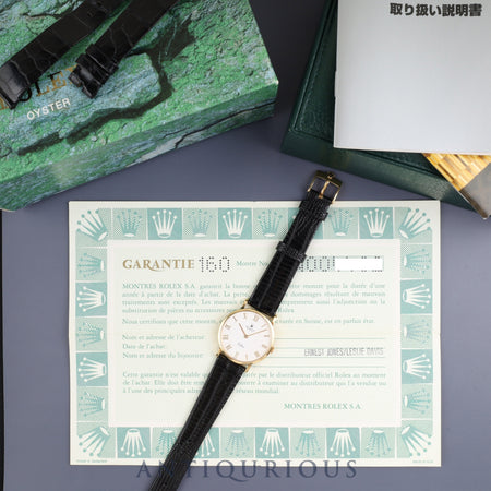 Rolex Cellini 5112/8 Manual Winding Caliber 1602 18K Leather Strap (750) White Roman Dial W Serial (1994-1995) Warranty Card Box Booklet Genuine Strap Overhauled