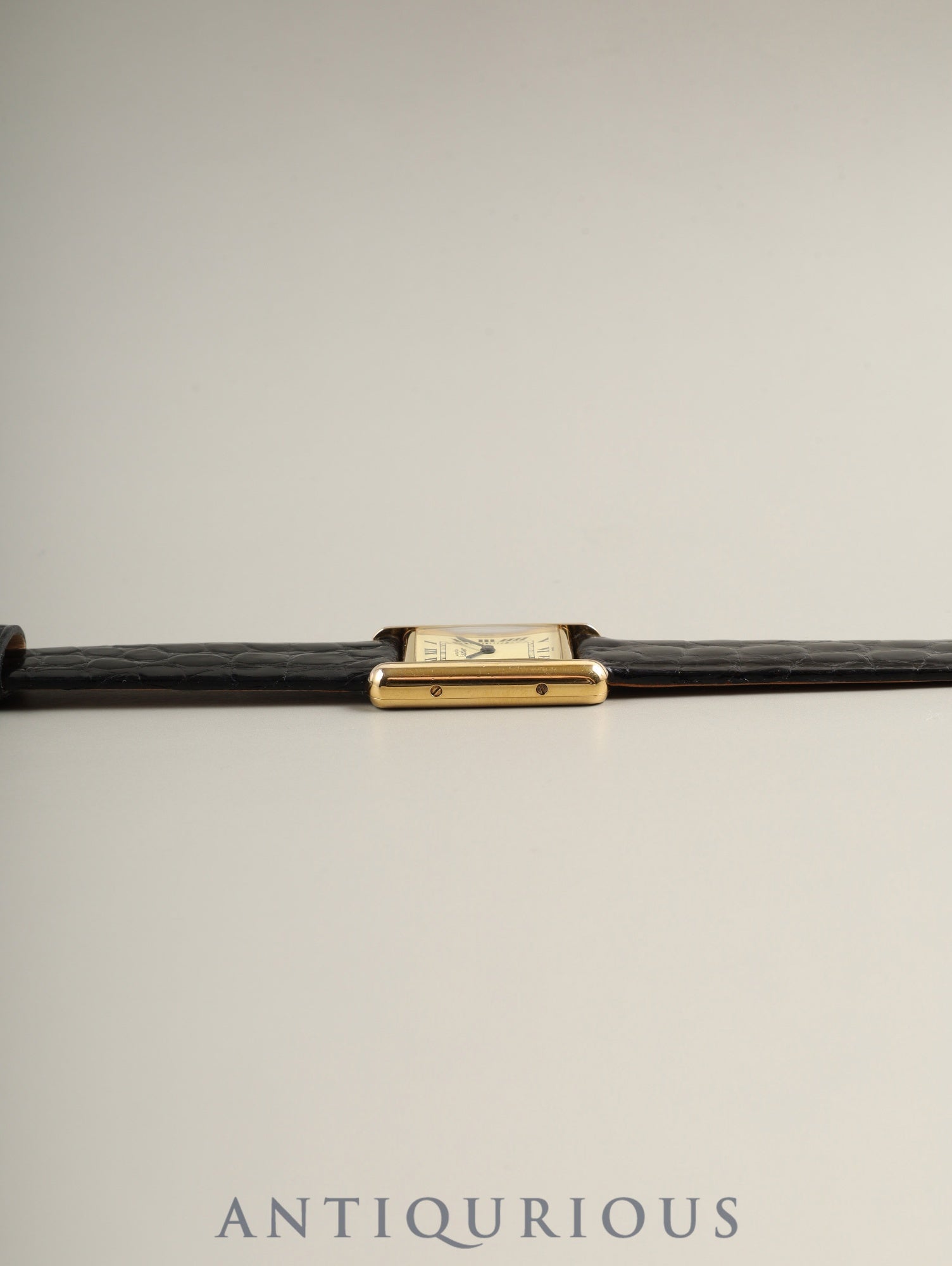 カルティエ マストタンク SM W1003153 /  1613 クォーツ Cal.057  SV925 革  純正尾錠（GP）アイボリーローマン文字盤（SWISS表記）箱 冊子 保証書（1997年）オーバーホール済み