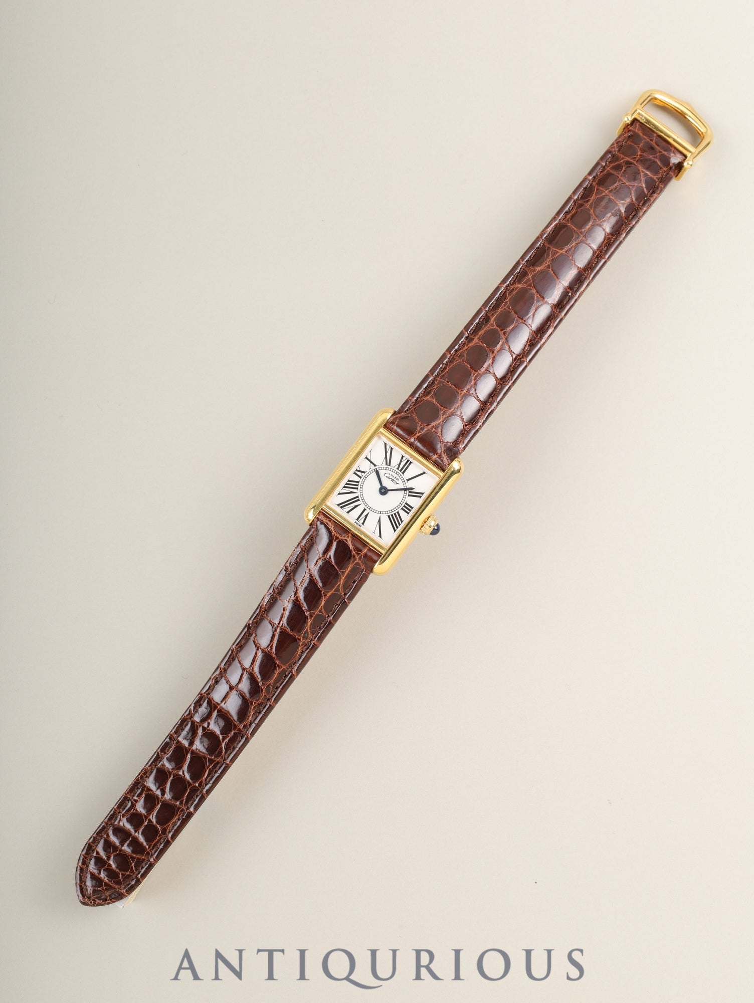 Cartier Must Tank SM 5057001 Quartz SV925 Leather Genuine D-Buckle (GP) Oparan Dial (SWISS marking) Polished, Complete Service by Cartier Boutique