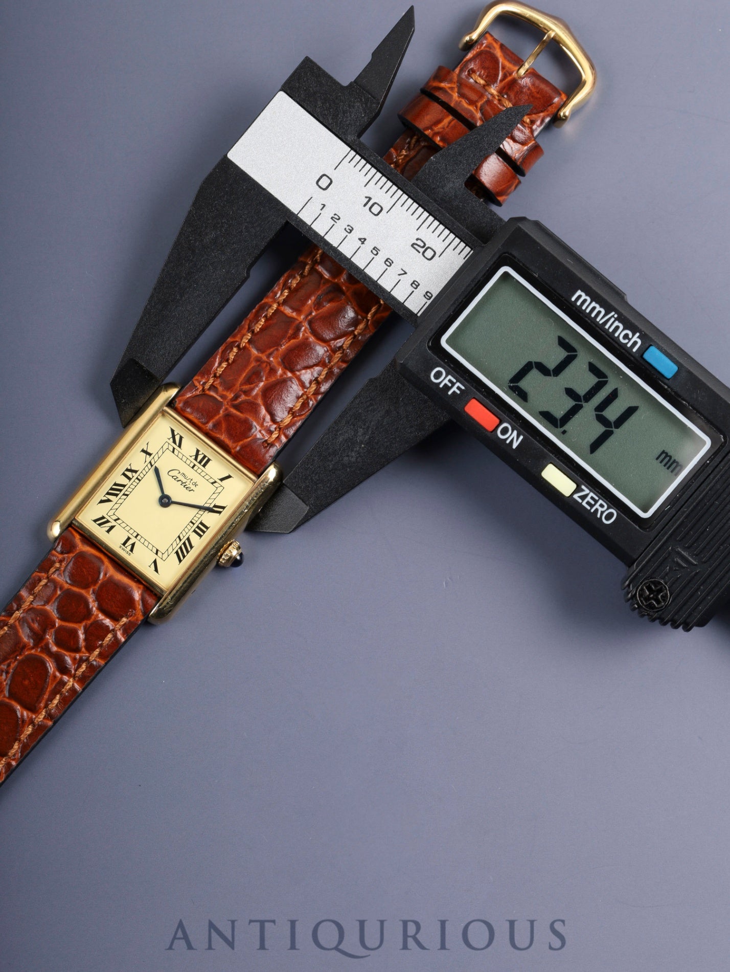 カルティエ マストタンク LM 590005 クォーツ Cal.90 SV925 革 純正尾錠（GP）アイボリーローマン文字盤 オーバーホール済み