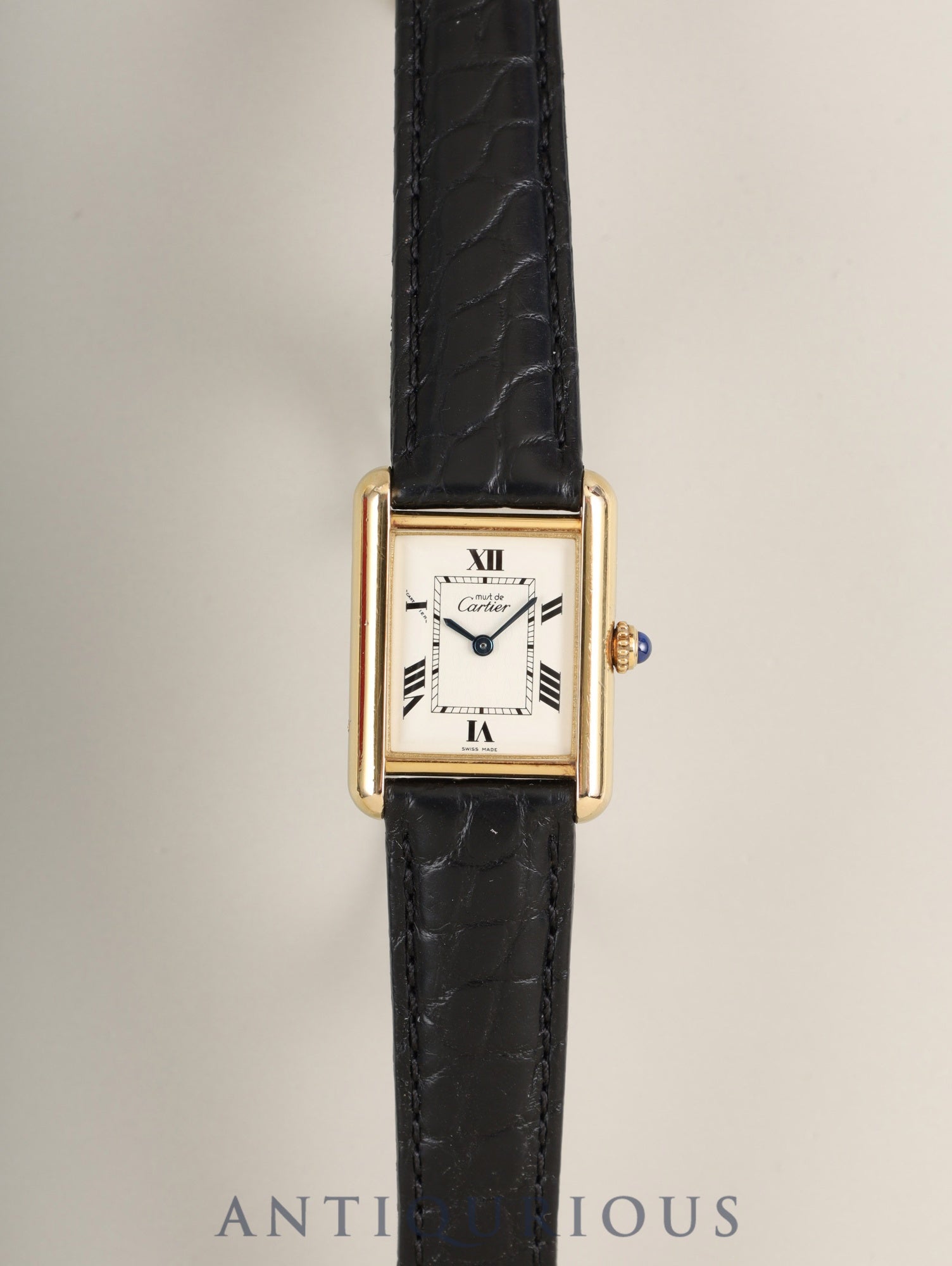 カルティエ マストタンク MM W1013654 / 2415 クォーツ Cal.057 SV925 革 純正Dバックル（GP） ホワイト飛びローマン文字盤（SWISS MADE表記）箱 オーバーホール済み
